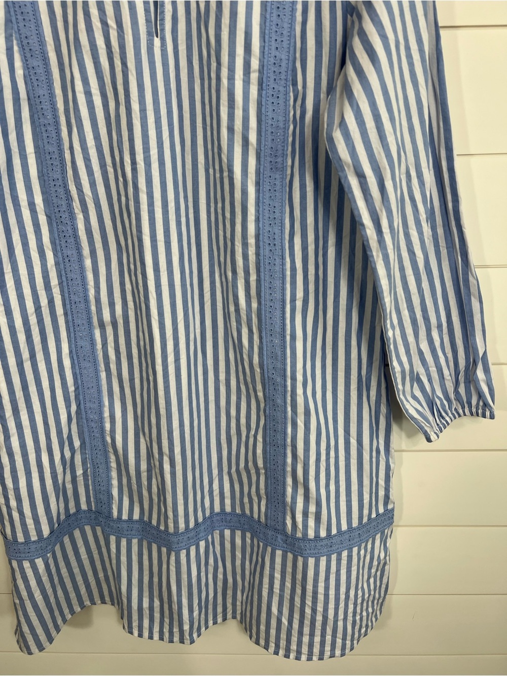 Lands’ End Blue Stripe 100% Cotton Tunic Dress Womens Medium Coastal Cottagecore - Picture 6 of 16